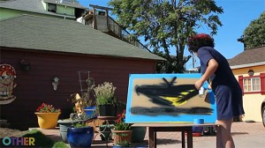 Favianna working on her latest projects.