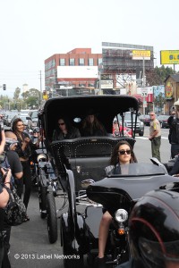 More from the motorcycle procession up Sunset Blvd. in Hollywood.