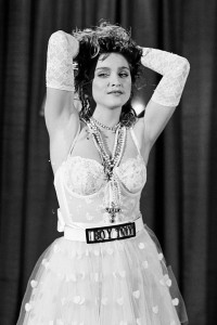 Madonna during the 1984 MTV Awards where she sang "Like a Virgin" in a white wedding dress. Photo by Time & Life Pictures/Getty Images/Courtesy of Material Girl.