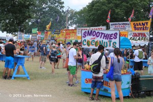 Foodie areas are often packed at Bonnaroo, which has a wide range of choices including healthy options.