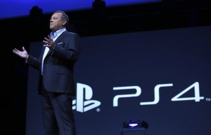 Photo from the press conference for Sony PS4 of Jack Tretton E3 2013. Photo by Getty Images.
