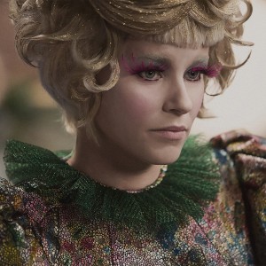 Effie Trinket played by Elizabeth Banks represents a new angle on revolution fashion. As Banks says, "constricting" without freedom.