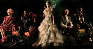 Cast members of The Hunger Games: Catching Fire. Outfits featured in Capitol Couture. Photos from Capitol Couture.