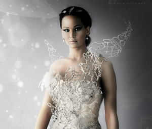Stunning bird-like wedding dress for Katniss Everdeen.