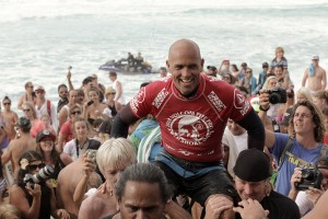 Kelly Slater in the winner's chair. Photo by ASP/Morrissey.