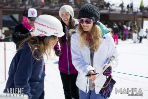 Blair Young with Goodpeople.com crew counting the laps for B4BC Shred the Love fundraising and Mammoth Mountain, CA.