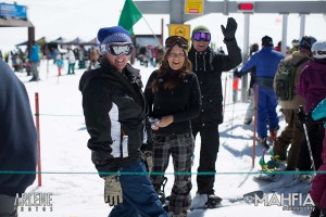 B4BC Co-founder Kathleen Gasperini, Gaylene Nagel, and Mark Sperling catch some turns during the event.