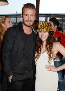 David Beckham with Eliza Doolittle at the swimwear collaboration with H&M launch party in East London.
