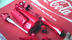 40,000 red plastic Coke caps to re-tool plastic Coke bottles to roll-out across Vietnam.