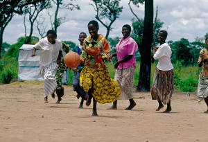Congolese refugee girls play football in Zambia (DRC) / Kala Camp, Kawambwa / by UNHCR / N. Behring