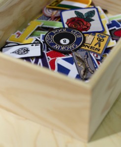 Box of patches from the Levi's Tailor Shop.