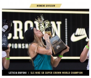 Brazilian Leticia Bufoni wins first-ever Women’s SLS Nike SB Super Crown World Championship. Photo by Street League Skateboarding.