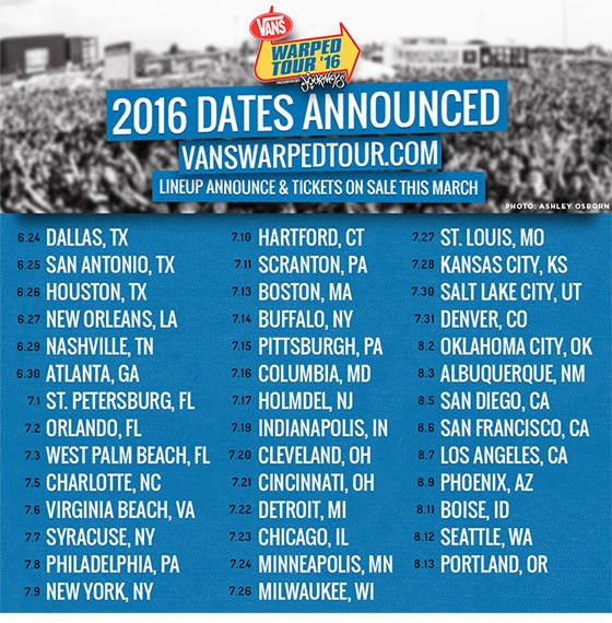 warped tour 2016 schedule houston